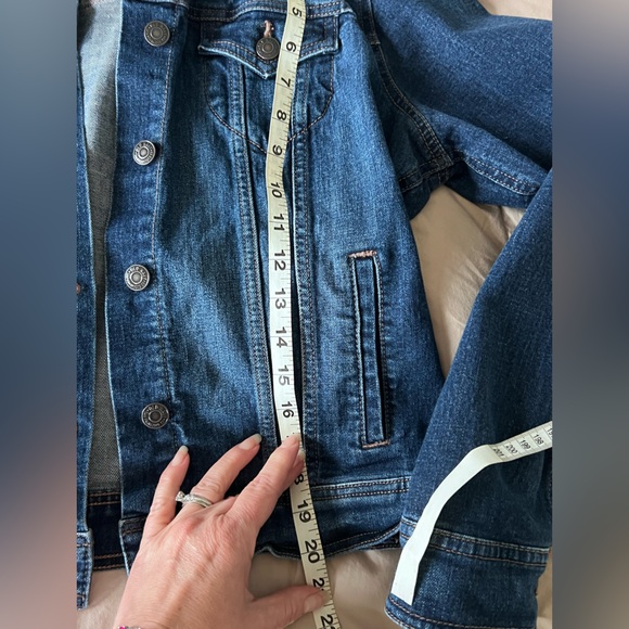 Old Navy Dark Blue soft stretchy dark wash Jean Shirt Jacket large - Picture 4 of 5